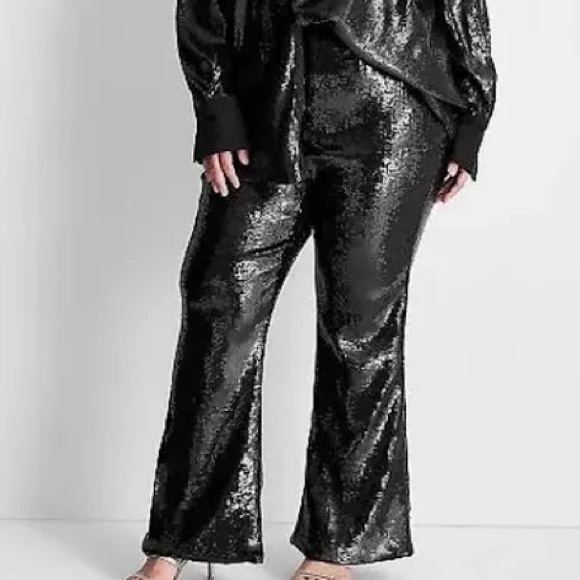 Black Sequin Boot Cut Pants - Picture 1 of 9